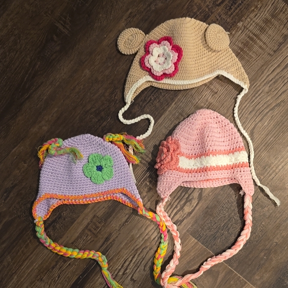 Set of Three Handmade Crochet Baby Hats, Newborn Photography Props - Picture 1 of 7